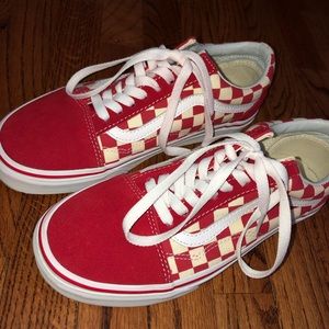Red and white checkered old school vans!!